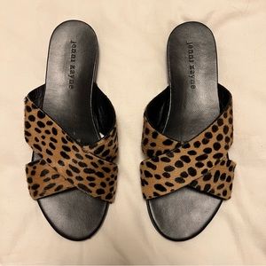 Jenni Kayne Pony Hair Sandals, sz 37, Cheetah